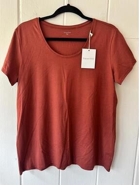 Garnet Hill Weekender NWT Terra Cotta Essential Short Sleeve Tee Size Large